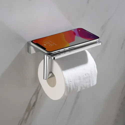 Timo. Бумагодержатель с полкой для телефона Selene 10040/00 Хром