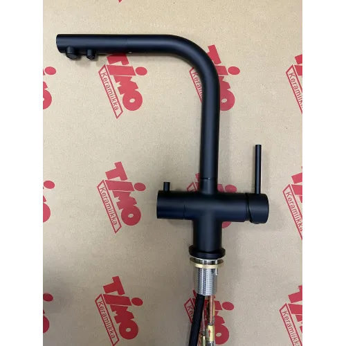 Timo. Смеситель для кухни с подключением фильтра и выдвижной лейкой Saona 2356/03FL Черный