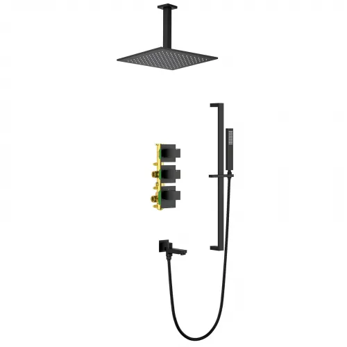 Timo. Душевая система встроенная с термостатом Selene SX-2239/03SM Черный