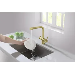 Timo. Смеситель для кухни с подключением фильтра Saona 2396/17F Золото матовое