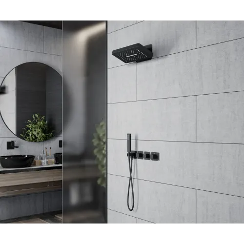 Timo. Душевая система встроенная с термостатом Petruma SX-5249/03SM Черный
