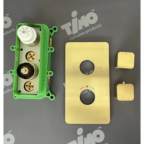 Timo. Душевая система встроенная с термостатом Petruma SX-5029/17SM Золото матовое