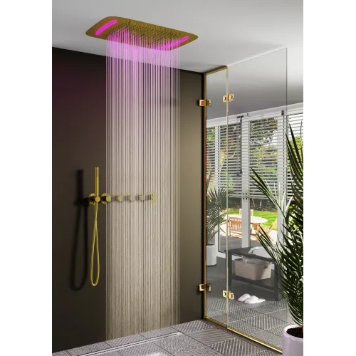 Timo. Душевая система встроенная с термостатом Saona SX-2319/17SM Золото матовое