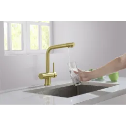 Timo. Смеситель для кухни с подключением фильтра Saona 2396/17F Золото матовое