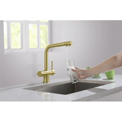 Timo. Смеситель для кухни с подключением фильтра Saona 2396/17F Золото матовое