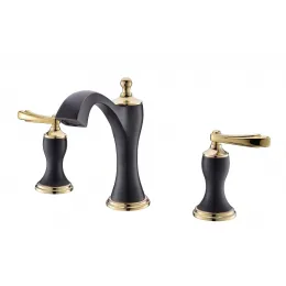 Timo. Смеситель для раковины врезной 3-х секционный Unari 7511/04F Черный антик-Золото