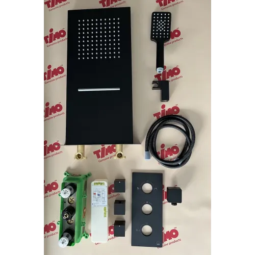 Timo. Душевая система встроенная с термостатом Petruma SX-5039/03SM Черный