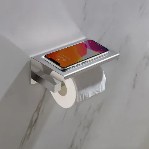 Timo. Бумагодержатель с полкой для телефона Selene 10044/00 Хром