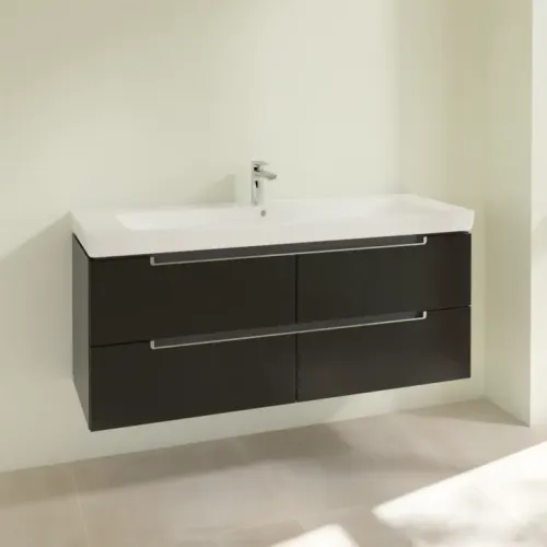 Villeroy & Boch Subway 2.0 Тумба под раковину, 4 выдвижных ящика, 1287 x 520 x 449 mm, Black Matt Lacquer A69810PD