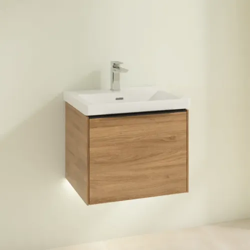 Villeroy & Boch Subway 3.0 Тумба под раковину, с подсветкой, 1 выдвижной ящик, 523 x 429 x 448 mm, Oak Kansas C579L1RH