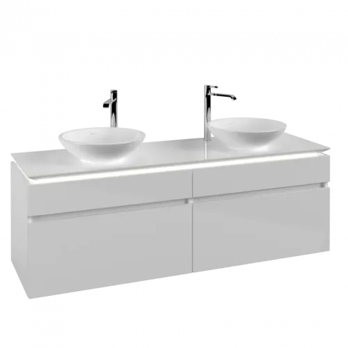Villeroy & Boch Legato Тумба под раковину, с подсветкой, 4 выдвижных ящика, 1600 x 550 x 500 mm, Glossy White / Glossy White B600L0DH