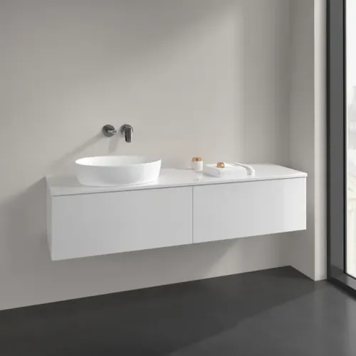 Villeroy & Boch Antao Тумба под раковину, с подсветкой, 2 выдвижных ящика, 1600 x 360 x 500 mm, лицевая поверхность без текстурированной отделки, Glossy White Lacquer / Glossy White Lacquer L37010GF