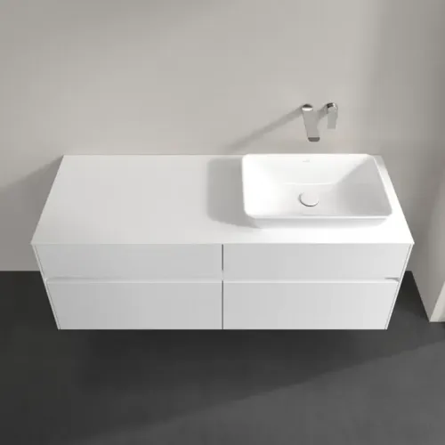 Villeroy & Boch Collaro Тумба под раковину, с подсветкой, 4 выдвижных ящика, 1400 x 548 x 500 mm, Glossy White / Glossy White C118B0DH