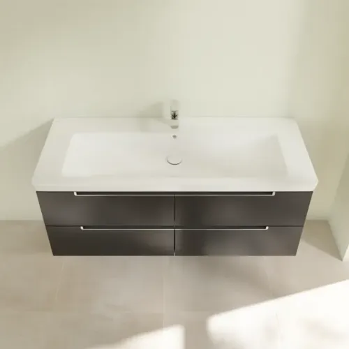 Villeroy & Boch Subway 2.0 Тумба под раковину, 4 выдвижных ящика, 1287 x 520 x 449 mm, Black Matt Lacquer A69810PD