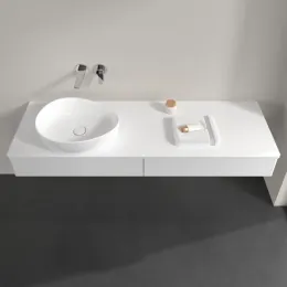 Villeroy & Boch Antao Тумба под раковину, с подсветкой, 2 выдвижных ящика, 1600 x 190 x 500 mm, лицевая поверхность без текстурированной отделки, Glossy White Lacquer / Glossy White Lacquer L15010GF
