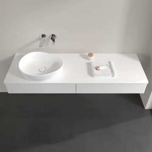 Villeroy & Boch Antao Тумба под раковину, с подсветкой, 2 выдвижных ящика, 1600 x 190 x 500 mm, лицевая поверхность без текстурированной отделки, Glossy White Lacquer / Glossy White Lacquer L15010GF
