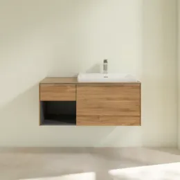 Villeroy & Boch Subway 3.0 Тумба под раковину, с подсветкой, 2 выдвижных ящика, 1001 x 423 x 516 mm, Oak Kansas / Oak Kansas C571L0RH