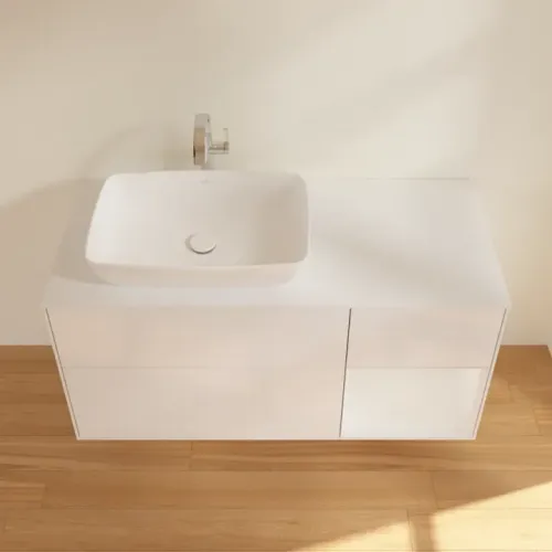 Villeroy & Boch Finion Тумба под раковину, с подсветкой, 3 выдвижных ящика, 1200 x 603 x 501 mm, Glossy White Lacquer / Glossy White Lacquer F811GFGF