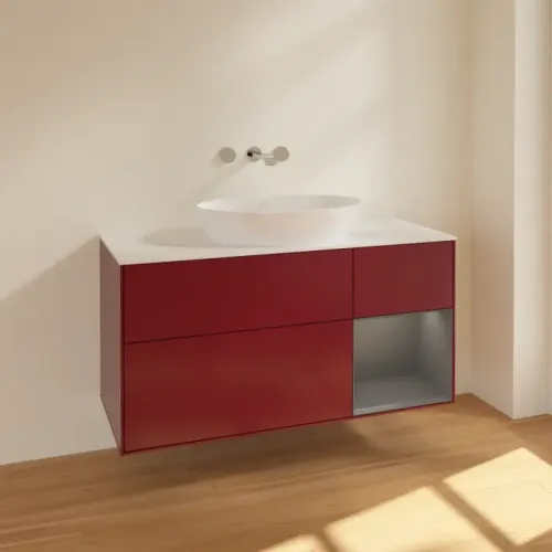 Villeroy & Boch Finion Тумба под раковину, с подсветкой, 3 выдвижных ящика, 1200 x 603 x 501 mm, Peony Matt Lacquer / Anthracite Matt Lacquer FA71GKHB