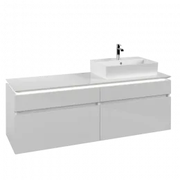 Villeroy & Boch Legato Тумба под раковину, с подсветкой, 4 выдвижных ящика, 1600 x 550 x 500 mm, Glossy White / Glossy White B675L0DH