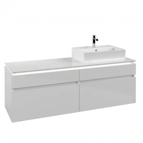 Villeroy & Boch Legato Тумба под раковину, с подсветкой, 4 выдвижных ящика, 1600 x 550 x 500 mm, Glossy White / Glossy White B675L0DH