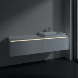 Villeroy & Boch Legato Тумба под раковину, с подсветкой, 2 выдвижных ящика, 1600 x 380 x 500 mm, Glossy White / Glossy White B690L0DH