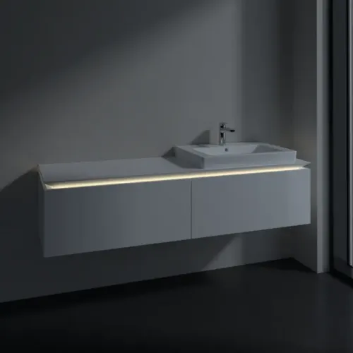 Villeroy & Boch Legato Тумба под раковину, с подсветкой, 2 выдвижных ящика, 1600 x 380 x 500 mm, Glossy White / Glossy White B690L0DH