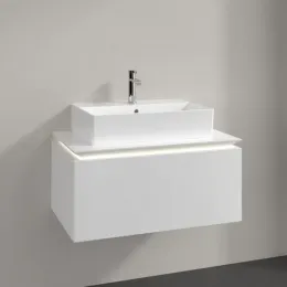 Villeroy & Boch Legato Тумба под раковину, с подсветкой, 1 выдвижной ящик, 800 x 380 x 500 mm, Glossy White / Glossy White B601L0DH