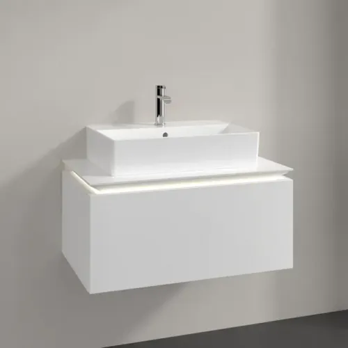 Villeroy & Boch Legato Тумба под раковину, с подсветкой, 1 выдвижной ящик, 800 x 380 x 500 mm, Glossy White / Glossy White B601L0DH