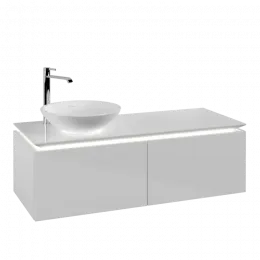 Villeroy & Boch Legato Тумба под раковину, с подсветкой, 2 выдвижных ящика, 1200 x 380 x 500 mm, Glossy White / Glossy White B579L0DH