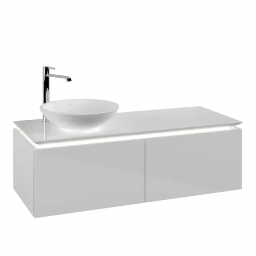 Villeroy & Boch Legato Тумба под раковину, с подсветкой, 2 выдвижных ящика, 1200 x 380 x 500 mm, Glossy White / Glossy White B579L0DH