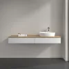 Villeroy & Boch Antao Тумба под раковину, с подсветкой, 2 выдвижных ящика, 1600 x 190 x 500 mm, лицевая поверхность без текстурированной отделки, Glossy White Lacquer / Honey Oak L16051GF