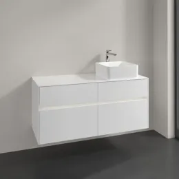 Villeroy & Boch Collaro Тумба под раковину, с подсветкой, 4 выдвижных ящика, 1200 x 548 x 500 mm, Glossy White / Glossy White C043B0DH