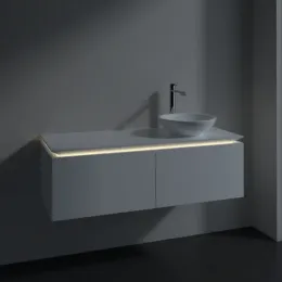 Villeroy & Boch Legato Тумба под раковину, с подсветкой, 2 выдвижных ящика, 1200 x 380 x 500 mm, Glossy White / Glossy White B581L0DH