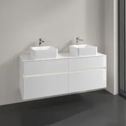 Villeroy & Boch Collaro Тумба под раковину, с подсветкой, 4 выдвижных ящика, 1400 x 548 x 500 mm, Glossy White / Glossy White C048B0DH