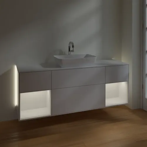 Villeroy & Boch Finion Тумба под раковину, с подсветкой, 4 выдвижных ящика, 1600 x 603 x 501 mm, Glossy White Lacquer / Glossy White Lacquer G861GFGF