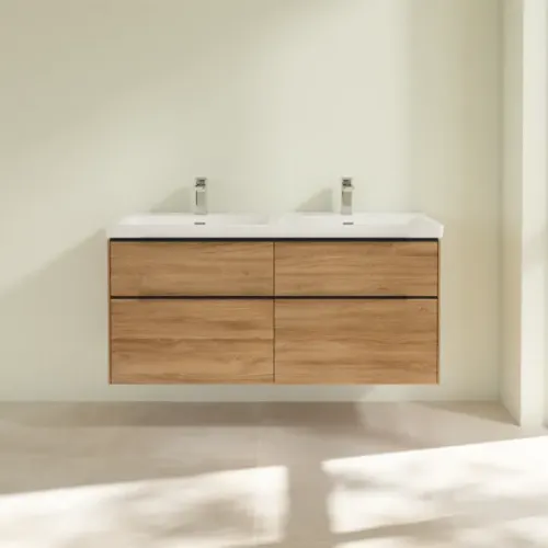 Villeroy & Boch Subway 3.0 Тумба под раковину, с подсветкой, 4 выдвижных ящика, 1272 x 576 x 478 mm, Oak Kansas C568L1RH