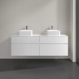 Villeroy & Boch Collaro Тумба под раковину, с подсветкой, 4 выдвижных ящика, 1600 x 548 x 500 mm, Glossy White / Glossy White C052B0DH