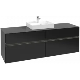 Villeroy & Boch Collaro Тумба под раковину, с подсветкой, 4 выдвижных ящика, 1600 x 548 x 500 mm, Black Matt Lacquer / Black Matt Lacquer C077B0PD