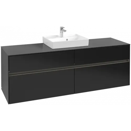 Villeroy & Boch Collaro Тумба под раковину, с подсветкой, 4 выдвижных ящика, 1600 x 548 x 500 mm, Black Matt Lacquer / Black Matt Lacquer C077B0PD