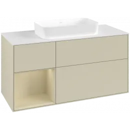 Villeroy & Boch Finion Тумба под раковину, с подсветкой, 3 выдвижных ящика, 1200 x 603 x 501 mm, Silk Grey Matt Lacquer / Silk Grey Matt Lacquer F701HJHJ