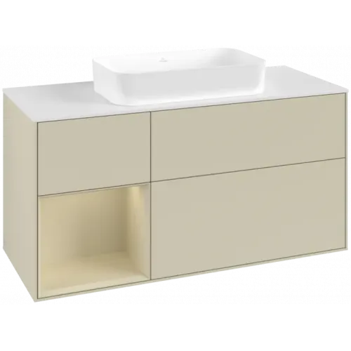 Villeroy & Boch Finion Тумба под раковину, с подсветкой, 3 выдвижных ящика, 1200 x 603 x 501 mm, Silk Grey Matt Lacquer / Silk Grey Matt Lacquer F701HJHJ