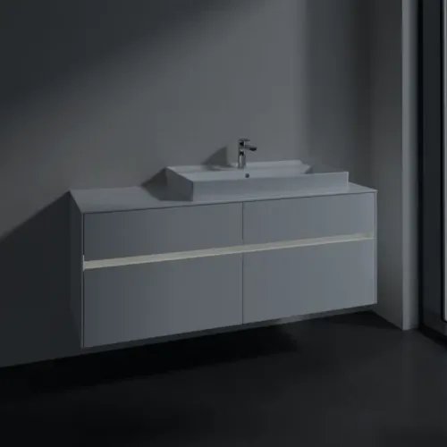 Villeroy & Boch Collaro Тумба под раковину, с подсветкой, 4 выдвижных ящика, 1400 x 548 x 500 mm, Glossy White / Glossy White C090B0DH