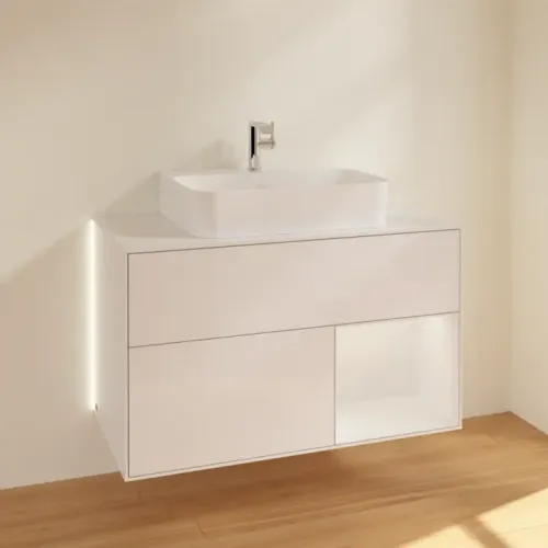 Villeroy & Boch Finion Тумба под раковину, с подсветкой, 2 выдвижных ящика, 1000 x 603 x 501 mm, Glossy White Lacquer / Glossy White Lacquer G121GFGF