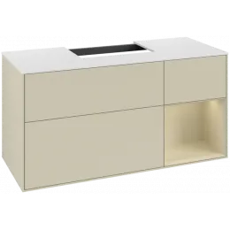 Villeroy & Boch Finion Тумба под раковину, с подсветкой, 3 выдвижных ящика, 1200 x 603 x 501 mm, Silk Grey Matt Lacquer / Silk Grey Matt Lacquer F171HJHJ