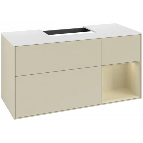 Villeroy & Boch Finion Тумба под раковину, с подсветкой, 3 выдвижных ящика, 1200 x 603 x 501 mm, Silk Grey Matt Lacquer / Silk Grey Matt Lacquer F171HJHJ