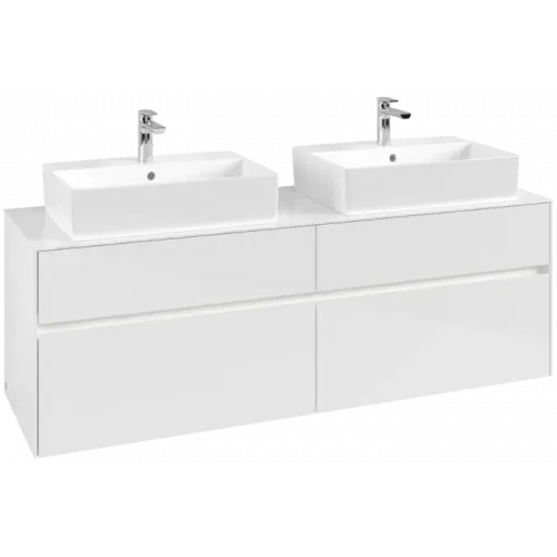 Villeroy & Boch Collaro Тумба под раковину, с подсветкой, 4 выдвижных ящика, 1600 x 548 x 500 mm, Glossy White / Glossy White C137B0DH