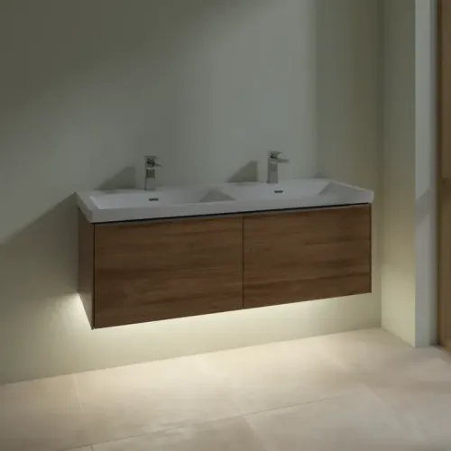 Villeroy & Boch Subway 3.0 Тумба под раковину, с подсветкой, 2 выдвижных ящика, 1272 x 429 x 478 mm, Oak Kansas C567L0RH
