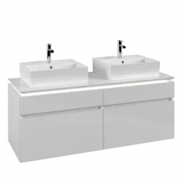 Villeroy & Boch Legato Тумба под раковину, с подсветкой, 4 выдвижных ящика, 1400 x 550 x 500 mm, Glossy White / Glossy White B669L0DH