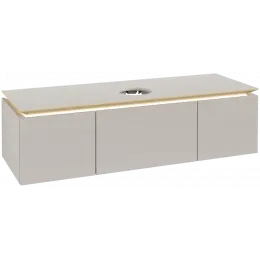Villeroy & Boch Legato Тумба под раковину, с подсветкой, 3 выдвижных ящика, 1400 x 380 x 500 mm, Soft Grey / Soft Grey B585L0VK